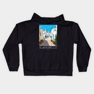 A Pop Art Travel Print of Alberobello - Italy Kids Hoodie